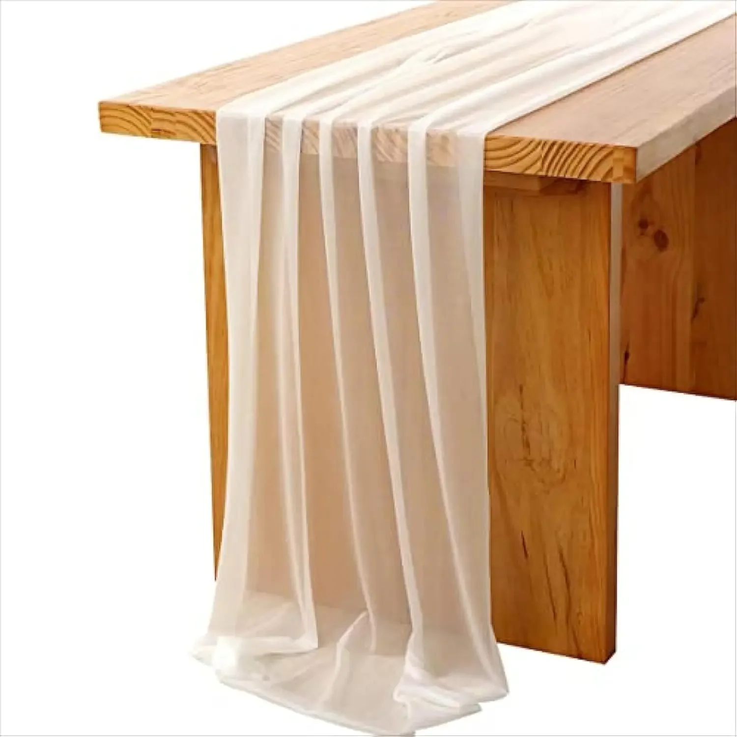 Cream White Gauze Table Runner Chiffon Like Wedding Table Runner 120 inches Long Tablecloth for Wedding Decorations Baby Shower