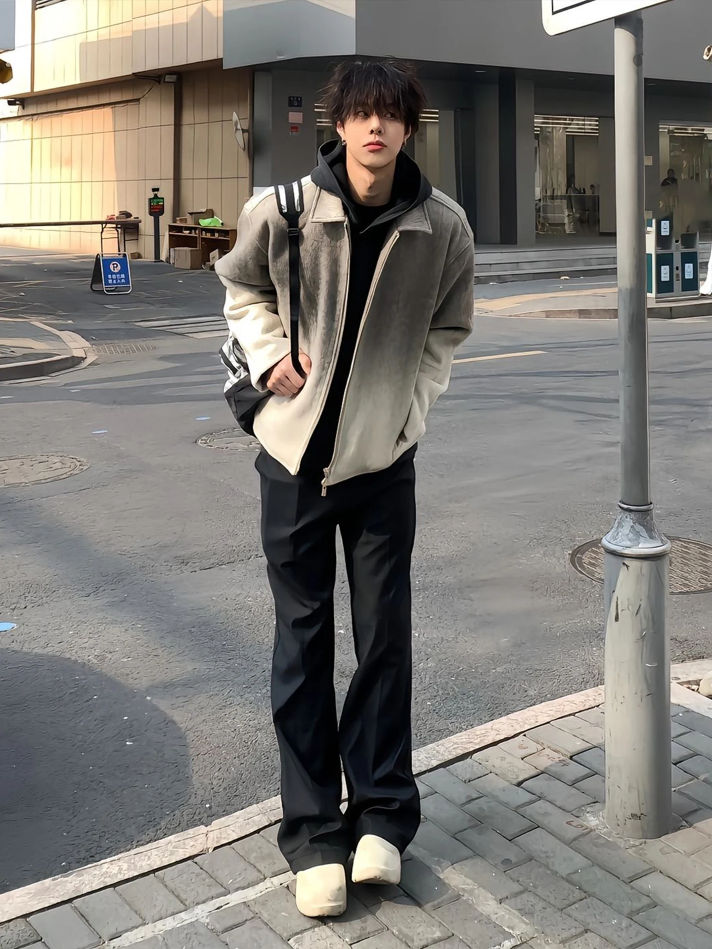 

Bla Casual Straight Leg Men's Pants Drapey Cleanfit Trousers Tall Size Extended Micro Flared Pants Work Commute Casual