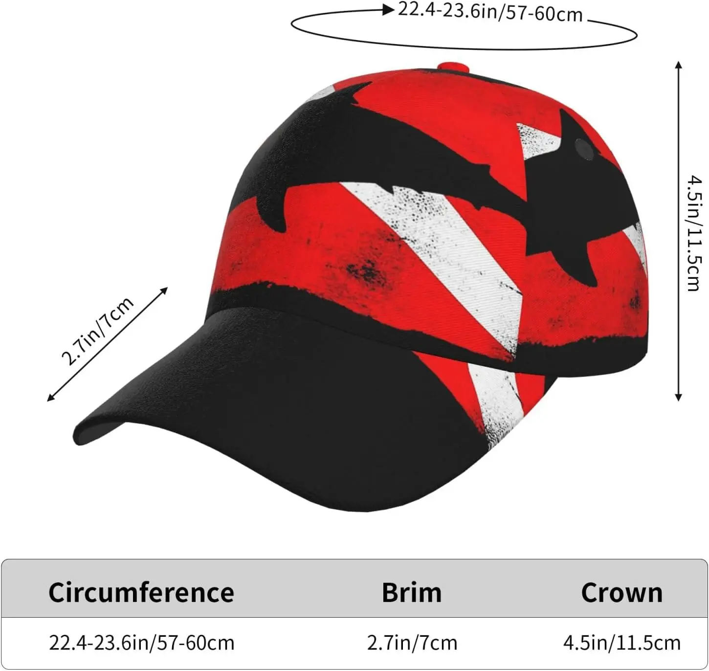 Vintage Shark Scuba Dive Flag Snapback Cap Dad Hat Adjustable Baseball Cap Retro Casquette