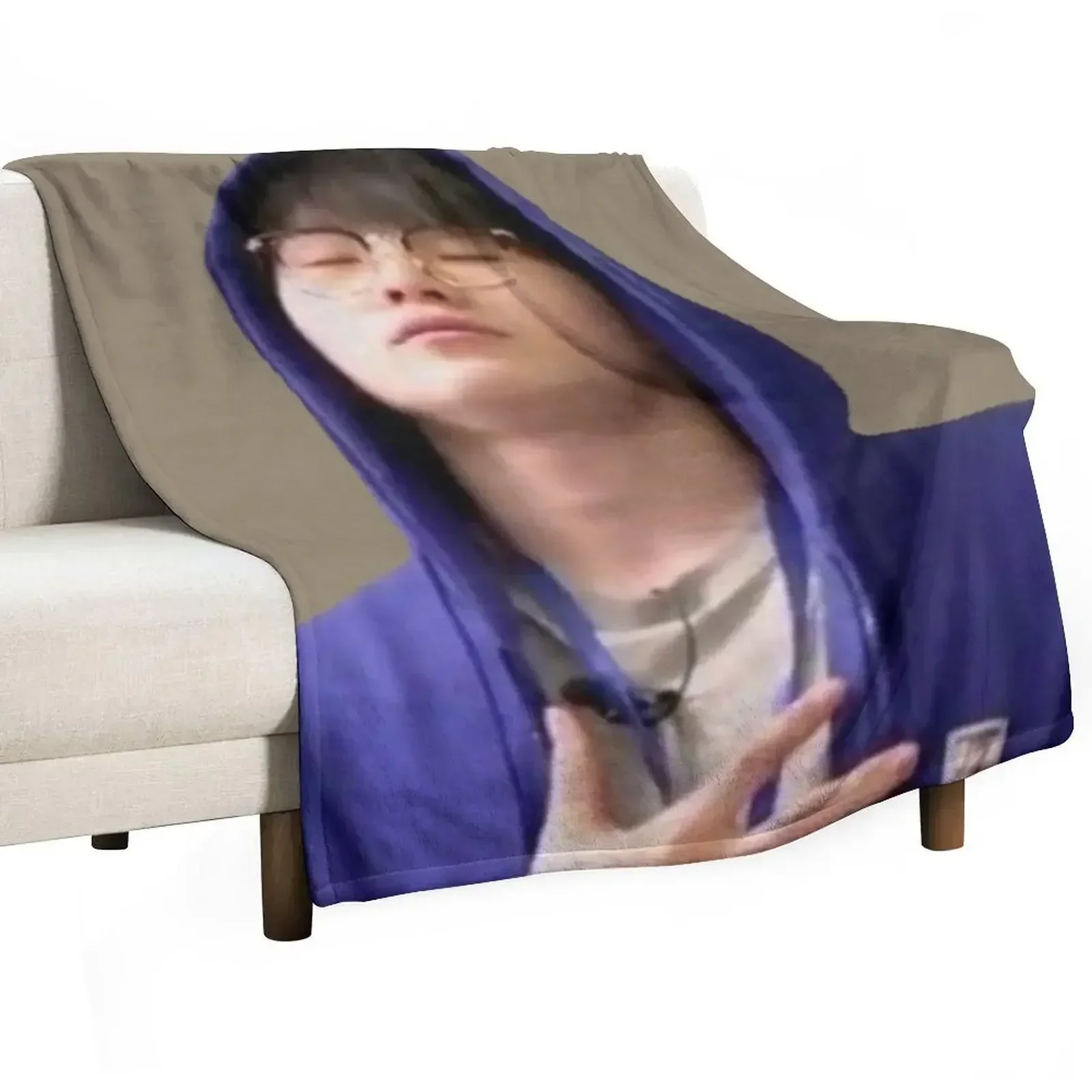 Woozi Relaxed Meme Throw Blanket for babies manga valentine gift ideas Blankets