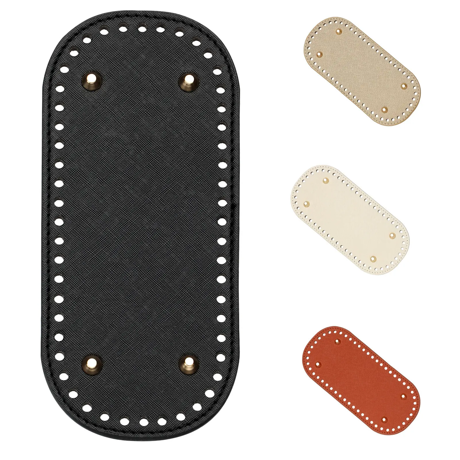 

4Pcs Oval Bag Bottom PU Crochet Purse Base 8.6x4 DIY Craft Bag Bases for Handmade Tote Shoulder Bags 52 Holes