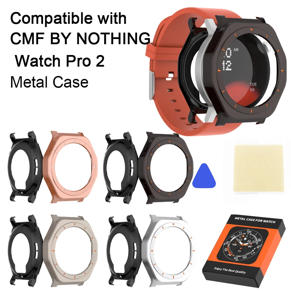 Compatible with CMF BY NOTHING Watch Pro 2 Smartwatch Metal Case, Shockproof Sleek Hard Case