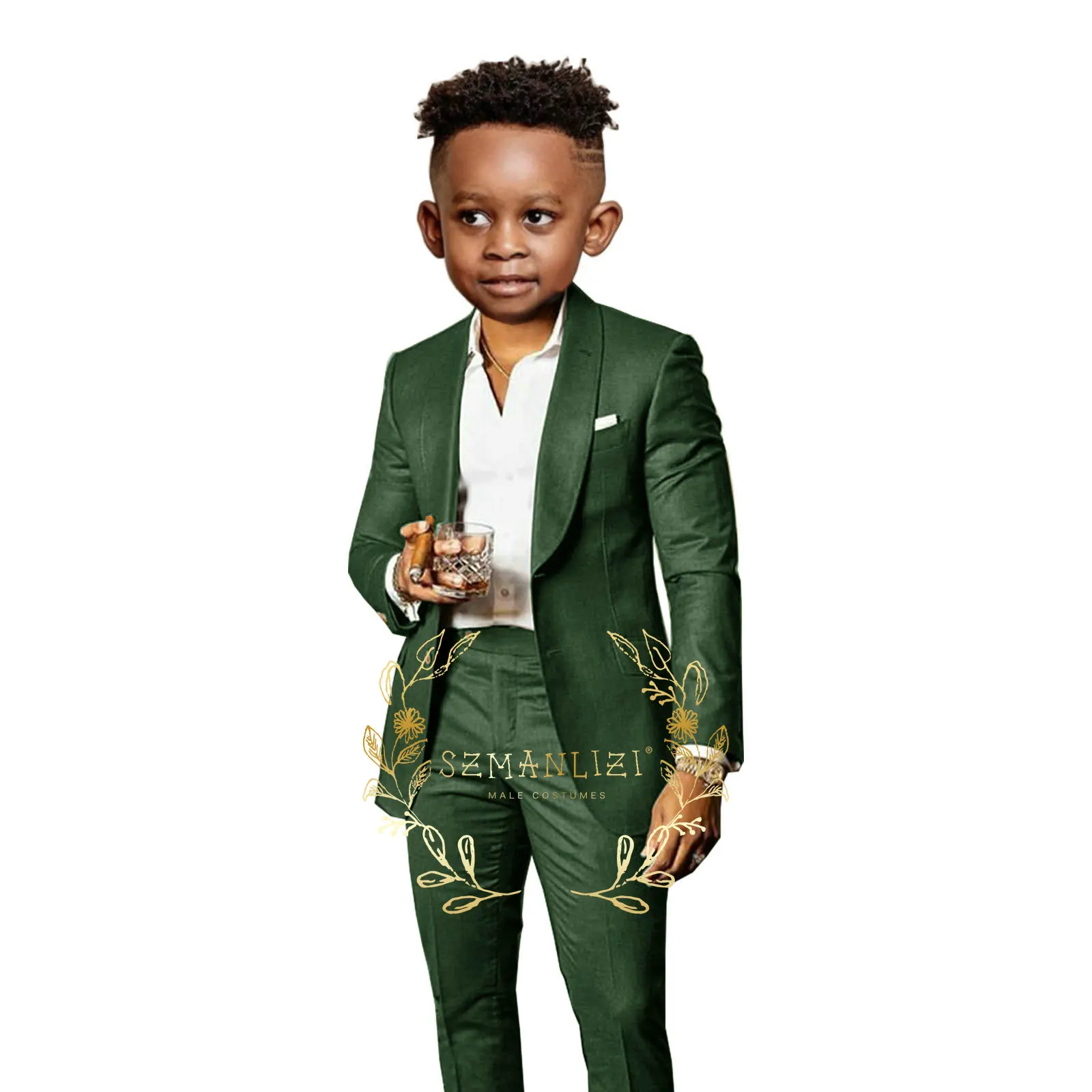 Casual Brown Boy Suits For Wedding 2 Pieces Shawl Lapel Kids Clothes Sets Party Children Tuxedos Costume Outfit (Jacket+Pant)