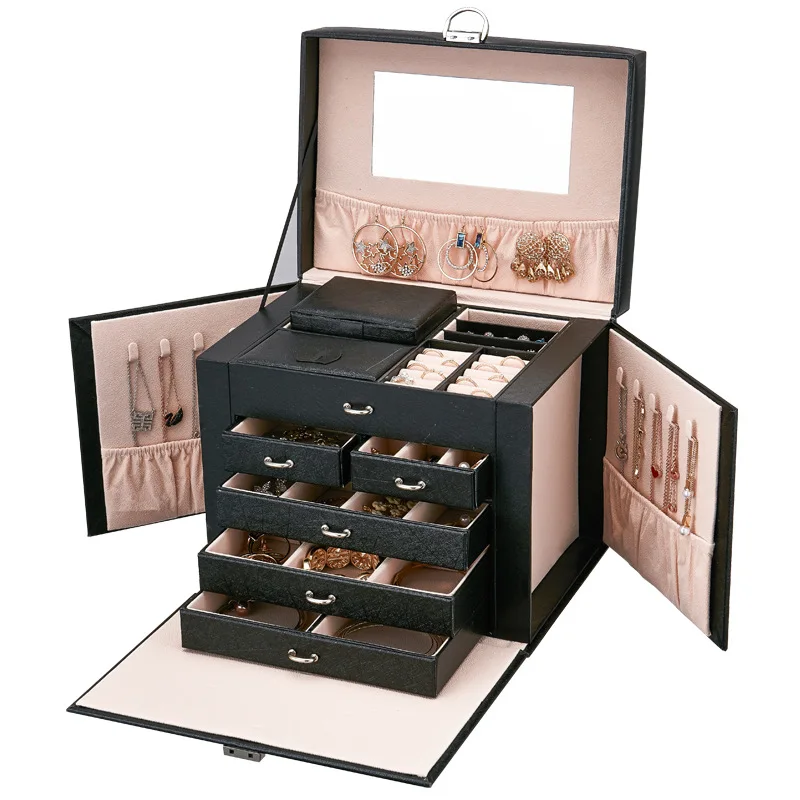 Light Luxury Cortex Material Jewelry Storage Box Large Capacity High-Level Multi-Layer Ring Necklace Earrings Holiday Gift