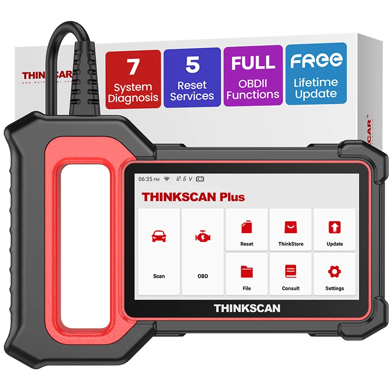 THINKCAR THINKSCAN Plus S7 Auto-Diagnosegerät ABS SRS ECM TCM BCM AC IC 7 Systeme 5 Spezielle RESET-Dienstleistungsoptionen Lebenslang KOSTENLOSER OBD2-Scanner