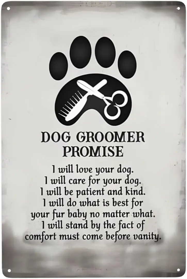 1p,Aluminium Sign Man Cave Tin Sign for Retro Garage Wall Art Office Home Coffee Plaque Dog Groomer Promise Metal Tin Signs 8