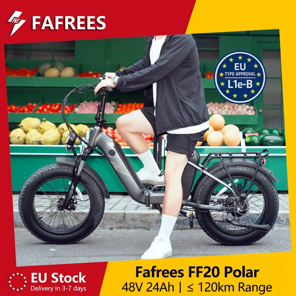Image of Fafrees FF20 Polar Faltbares Elektrofahrrad 500W, Dual 48V 12Ah Abnehmbarer Akku, 20x4.0 Fat Tire Mountain E-Bike für Erwachsene, 45km/h und 90-120km Reichweite