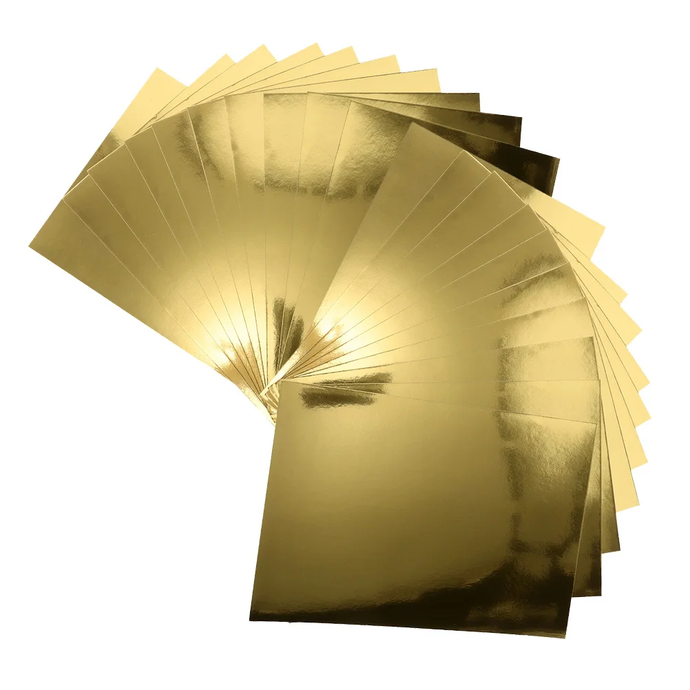 

5 Packs Mirror Cardstock Iridescent Handmade Craft Papers Metal DIY Material Metallic Gold