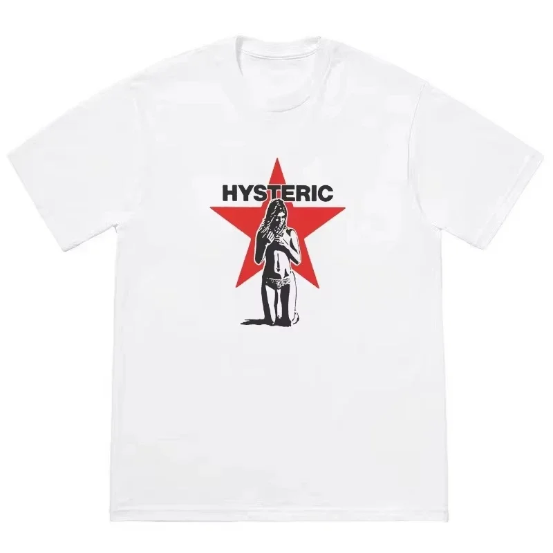 New Hysteric Glamour T-shirt American Retro Tee Street Culture Tide Brand T-shirt Niche High Quality Trend Short Sleeve S-5xl