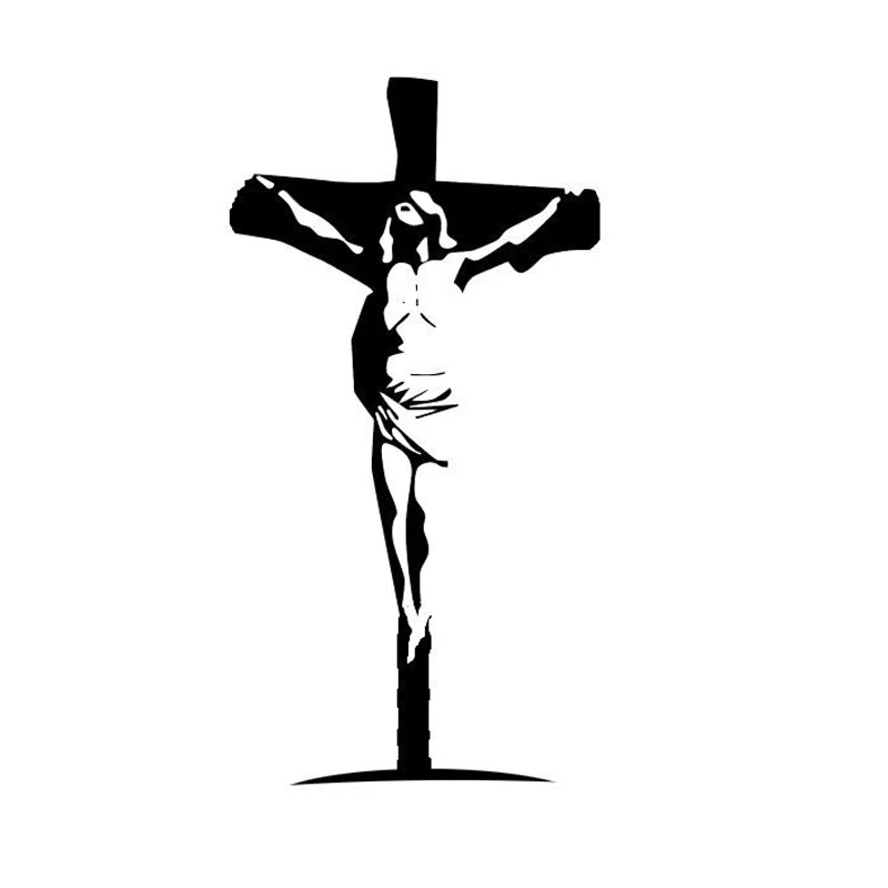 

Car Sticker Jesus Christ Savior Art Church Cross Design PVC Car Decoration Accessories Decal Creative Black/White,18cm*9cm