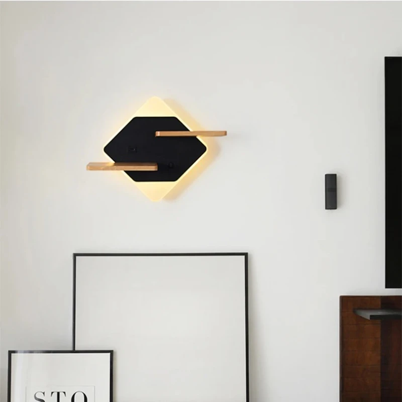 Circular Wall Lamp with USB Interface Storage Rack, Bedside Lamp, Indoor Bedroom, Living Room, Hotel Room, Background Wall