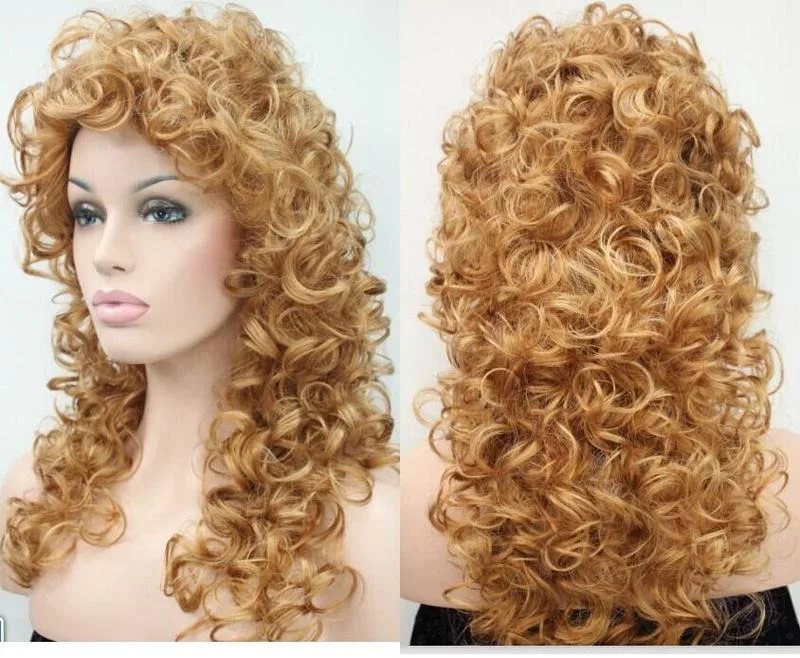 Women Spiral Curls Fluffy Half Full Wig Natural Hair Cosplay Ladies Wigs