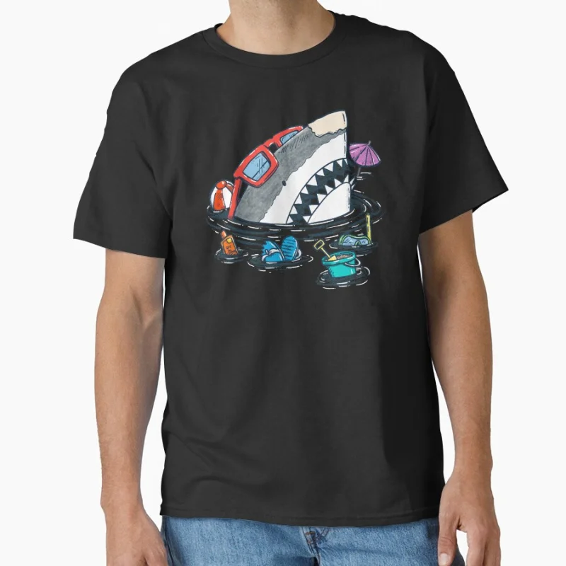 

Beach Party Shark Funny Sharks Ahhh Time to Relax Summer humor gift T shirt for men Large size Tops S-6XL mens clothing