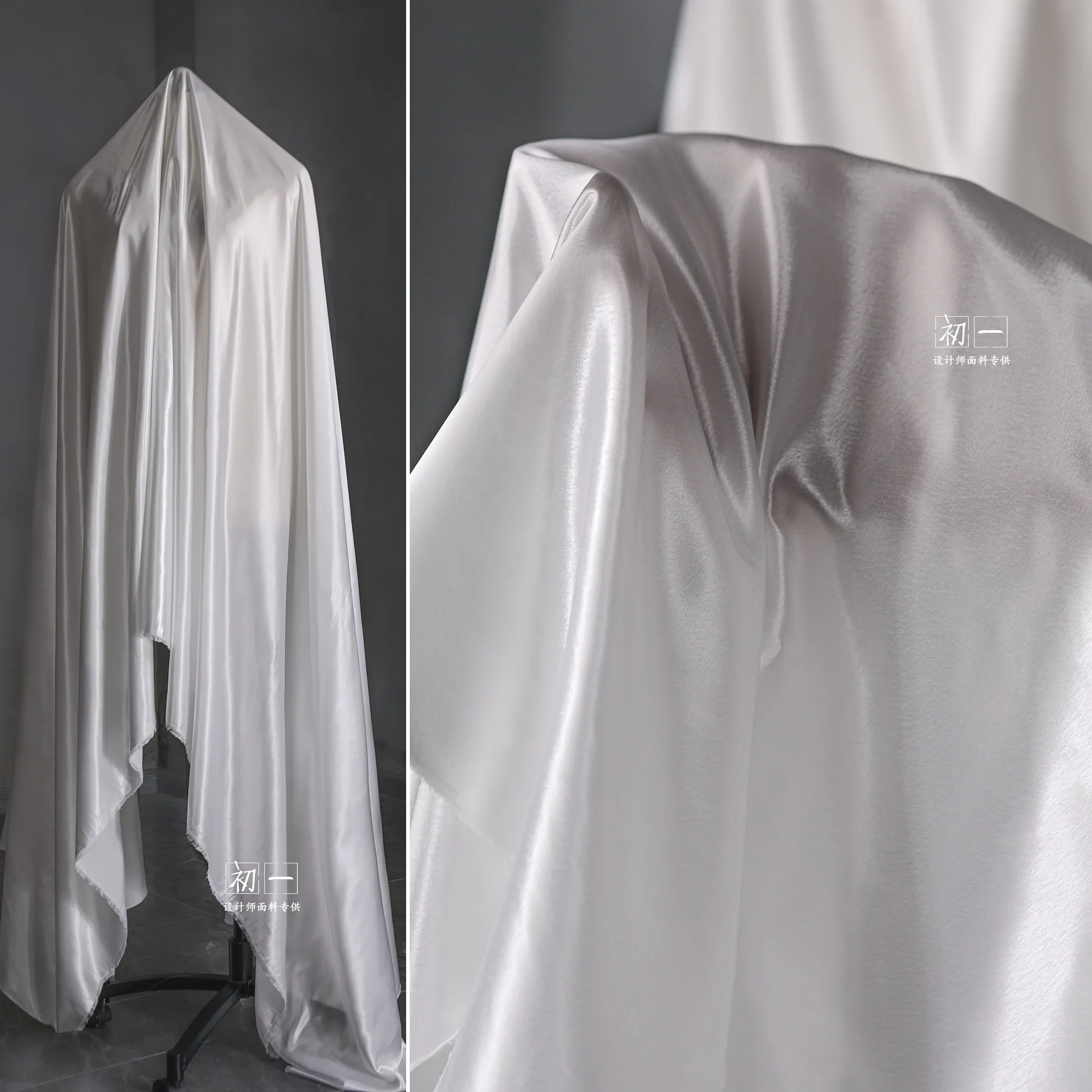 Pure White Acetate Satin Cloth Vertical Silk Dress Dress Shirt Scarf Cheongsam Clothing Designer Fabric