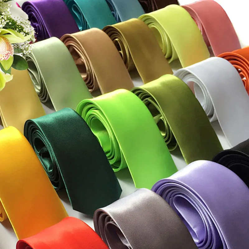 

Single color neckties available in stock, Korean version solid color narrow necktie 5cm, men's hand tied tie for foreign trade