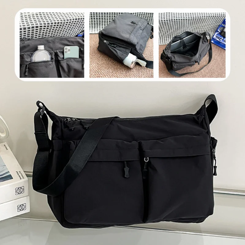 Men And Women's Tote Bag Laptop Shoulder Bag Nylon Large Capacity Messenger Bag Waterproof Crossbody Purse for Business Travel