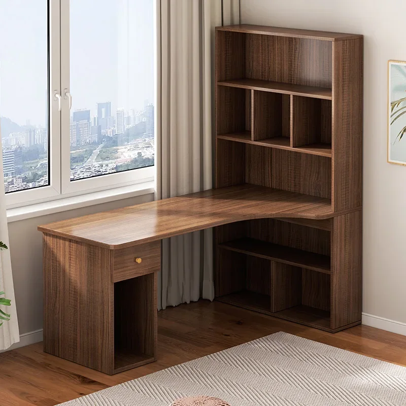 

Computer Desk Bookshelf Integrated Shelves Drawers Large Laptop Home Bedroom Student Study Writing Desk Storage Office Table