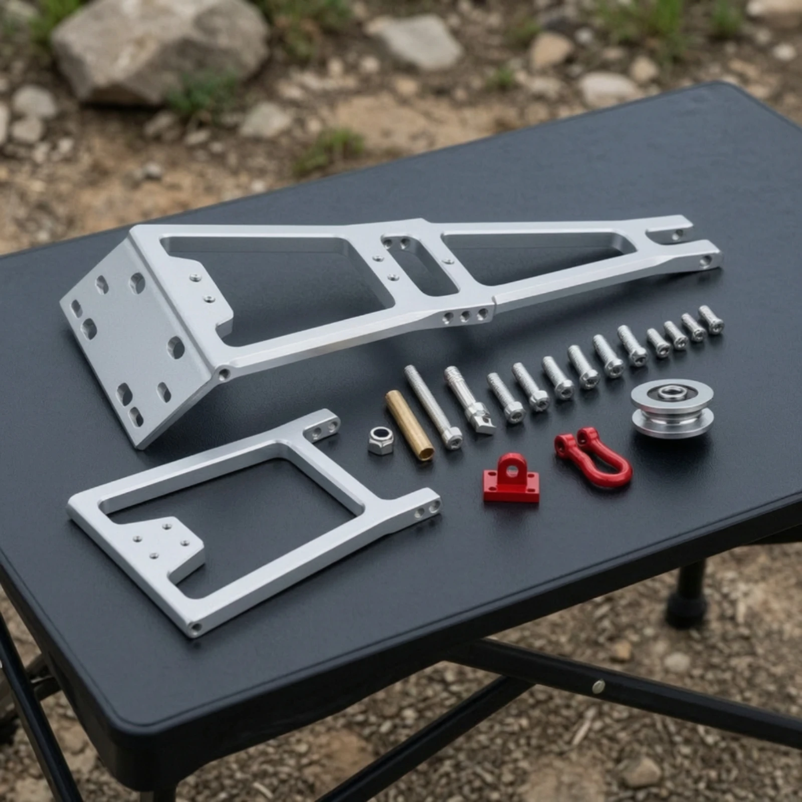 Rescue Trailer Crane Mount Aluminum Alloy Crane Mount with Tow Hook Crawler Bracket Heavy-Duty for RC Hobbyists