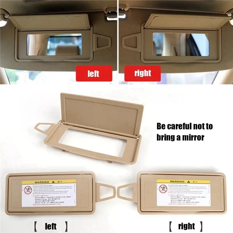 Car Sun Visor Sunroof Mirror Cover 1 Pair For S-Class W220 1998-2005 Beige Part Numbers 2208100110 2208100210-ABQA