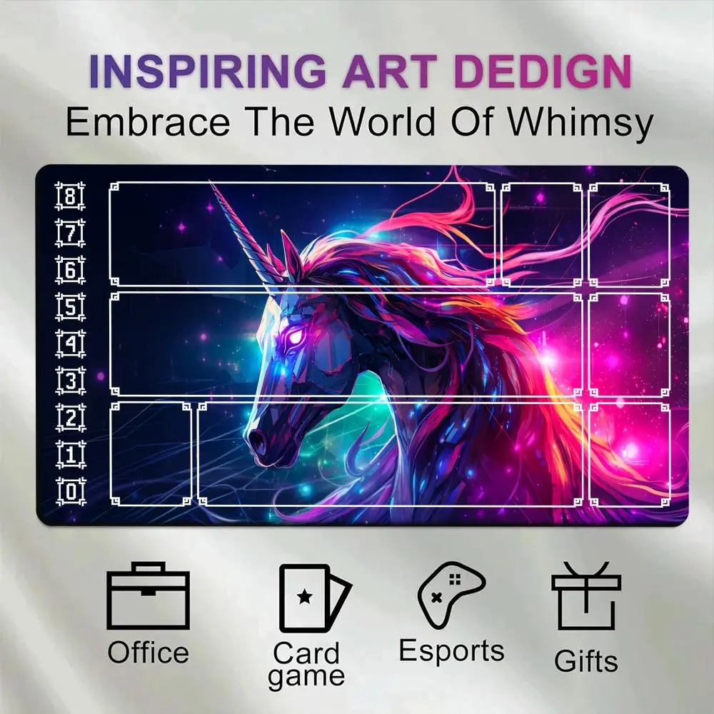 Card Playmat with Magic Zones Game Mats Tabletop rug TCG Card Battles Commander Gaming Mousepad Duel deskmat Horse Pattern