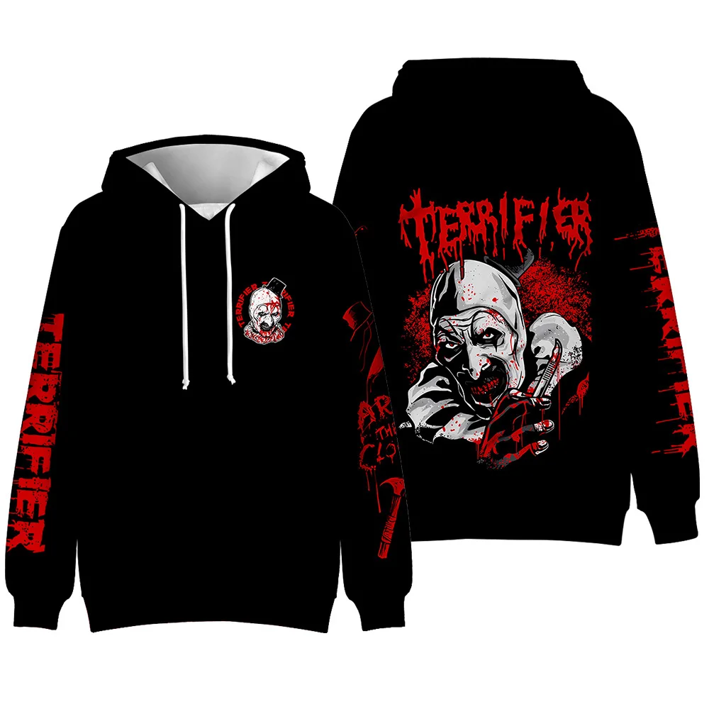 Terrifier película de terror sudaderas con capucha estampadas en 3D hombres mujeres moda Casual sudaderas de gran tamaño Sudadera con capucha