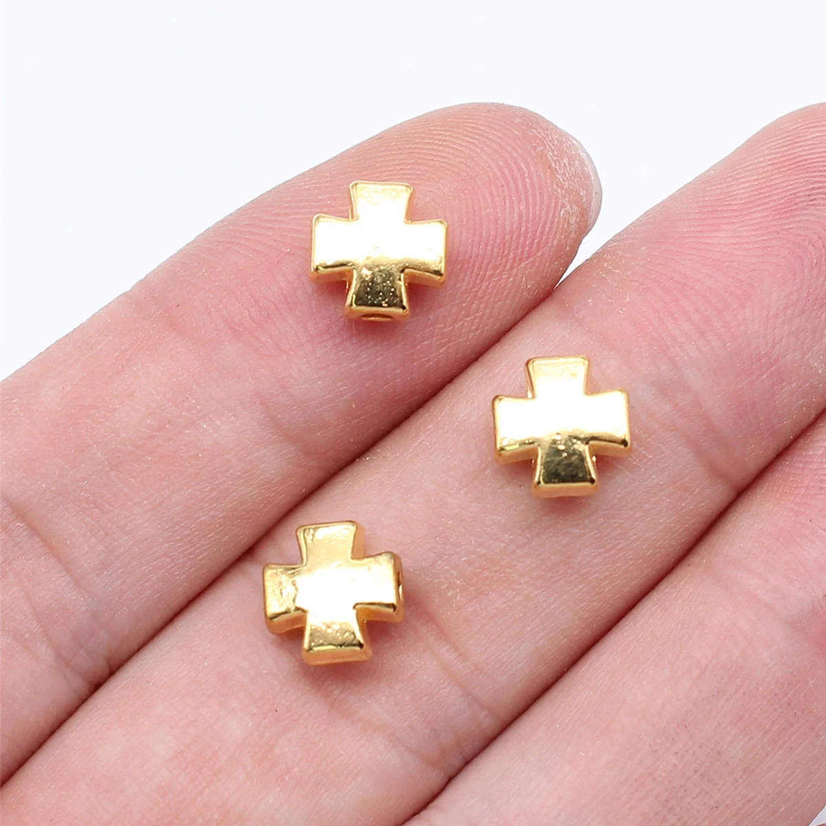 WYSIWYG-Cuentas cruzadas de 8x8mm para fabricación de joyas, abalorios de Color dorado, plateado, antiguo, 20 piezas