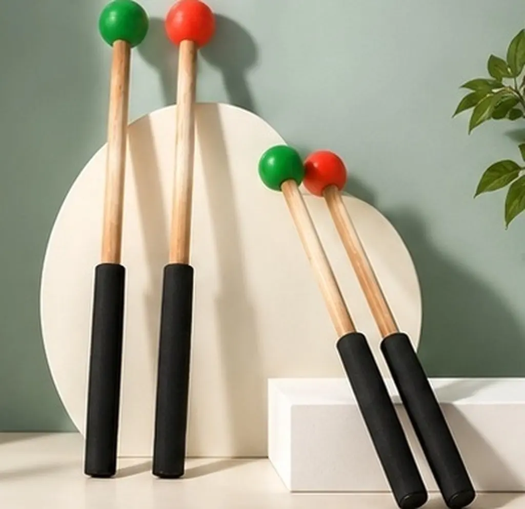2Pairs Tongue Drum Mallets Wooden Handle Rubber Percussion Drum Sticks Marimba Xylophone Musical Instrument Accessory