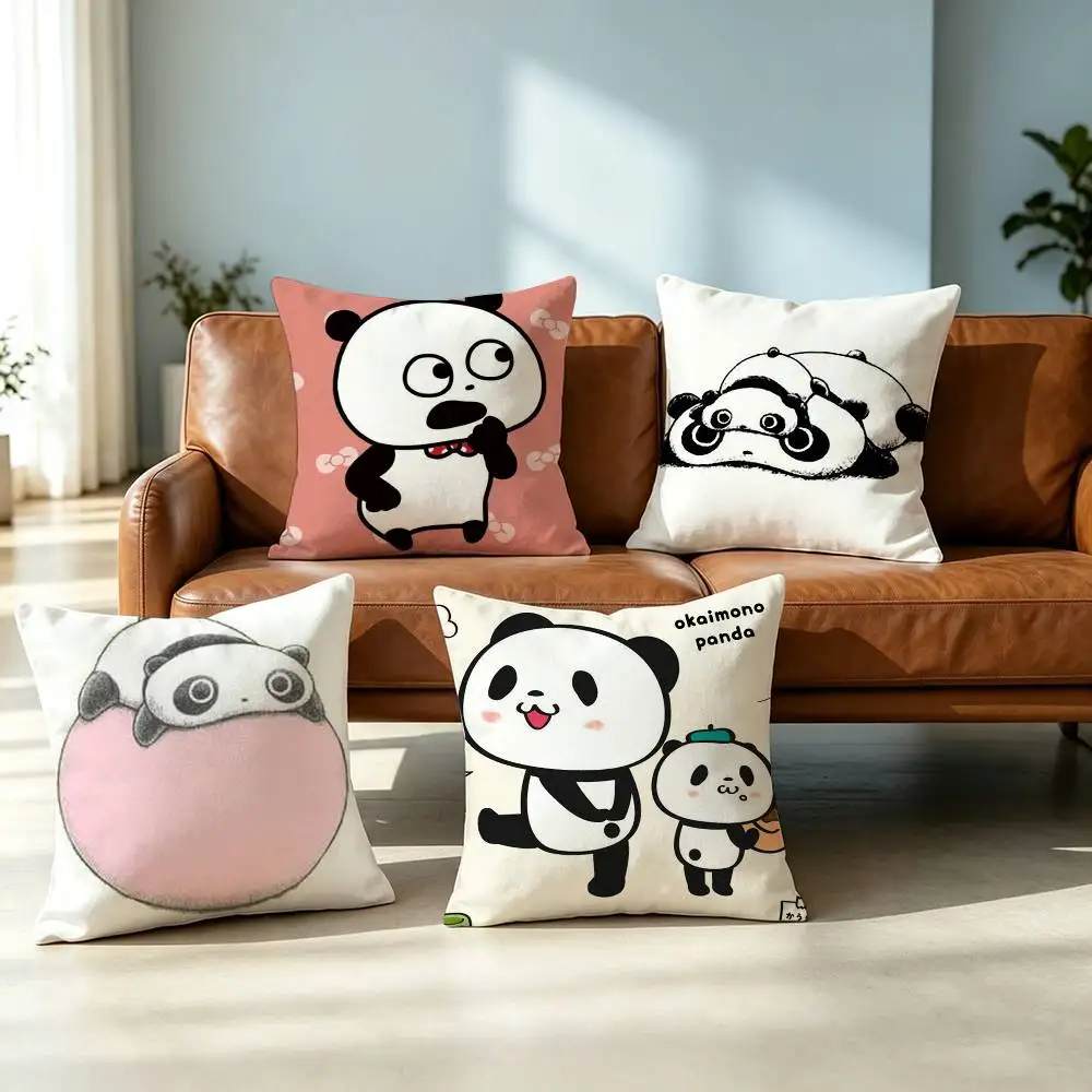 Cartoon T-Tarepanda Panda Pillow Case Square Double-Sided Sofa Cushion Cover Bedroom Bedside Pillow Gift