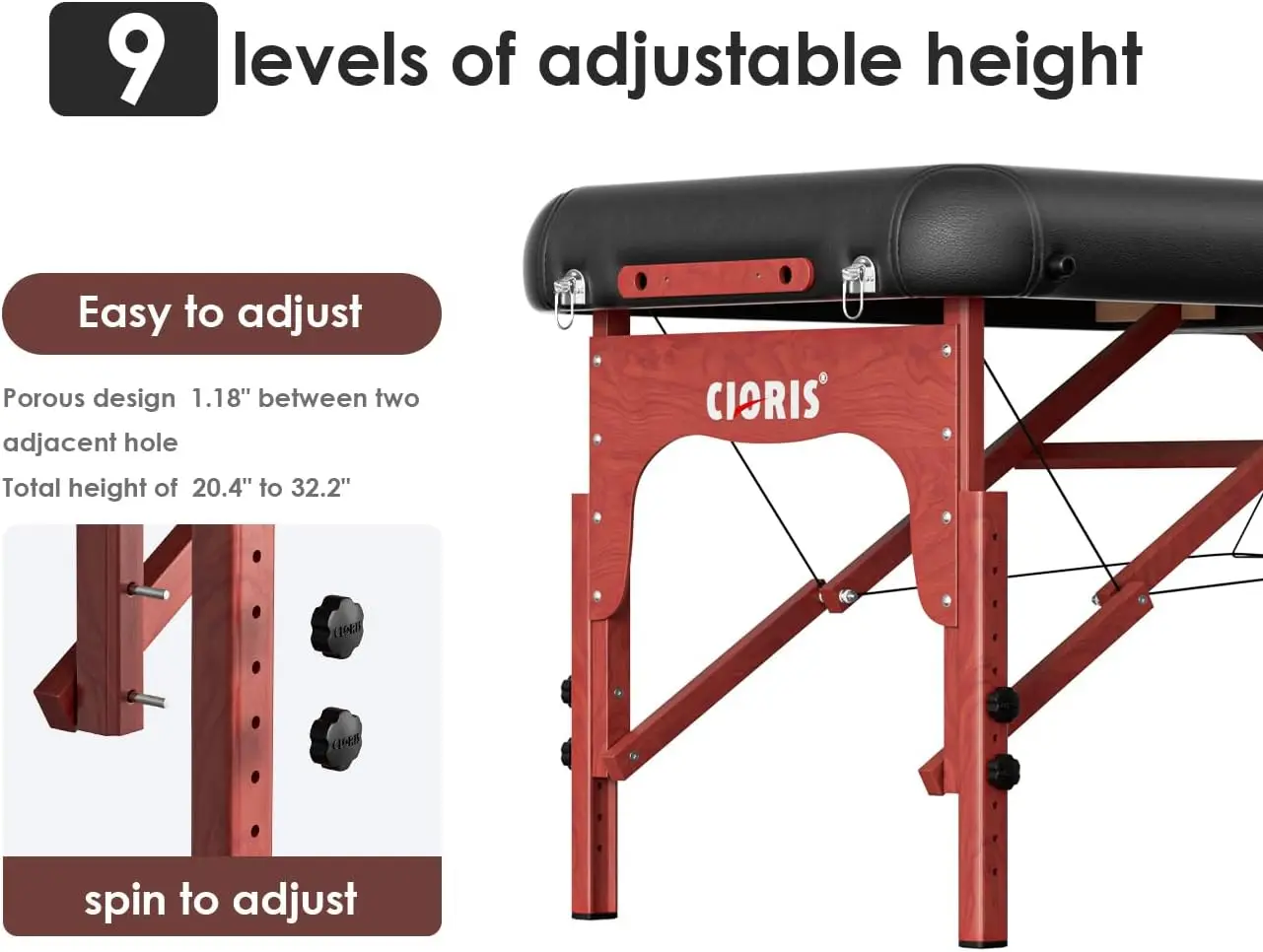 Table de Énergie Professionnelle Portable de 84 Pouces, 2 Pliables, Légères, pour Salon de miles, Spa, Lit de Tatouage, Réglable avec Transport