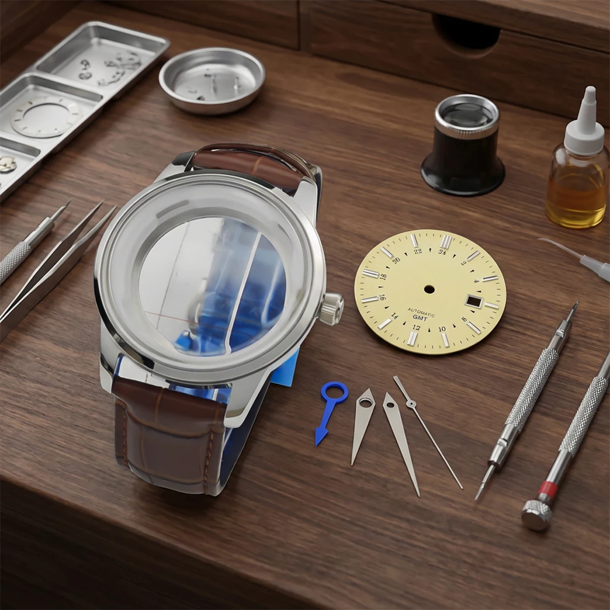 35mm NH34 dial GS surface sunburst dial NH35 dial mechanical watch case hands set S logo for Seiko mod