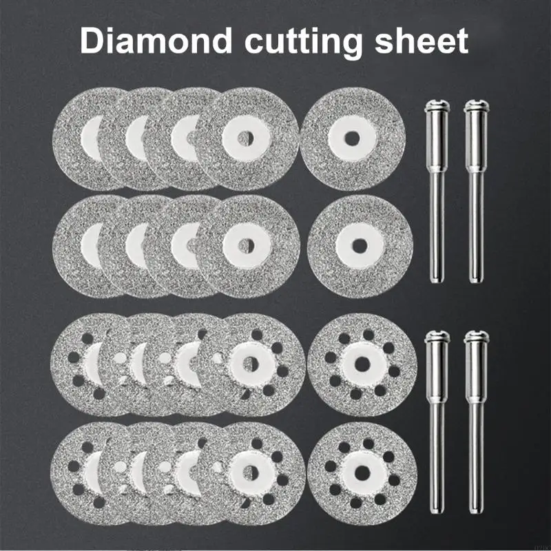 02DC 20Pieces Diamonds Grinding Discs 22mm with 4Pcs 3mm Mandrels for Efficient Cutting in Glass Wood and Stone