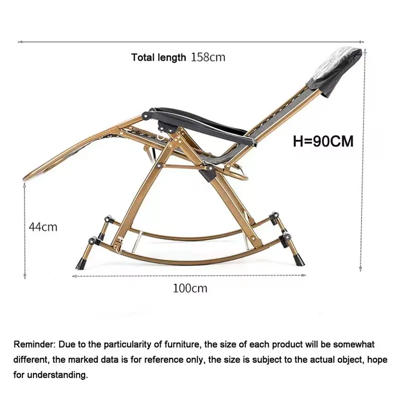Sun Loungers outdoor leisure chair Comfortable Relax Rocking Chair Folding Lounge Chair Relax Chair Nap Recliner 180kg Bearing