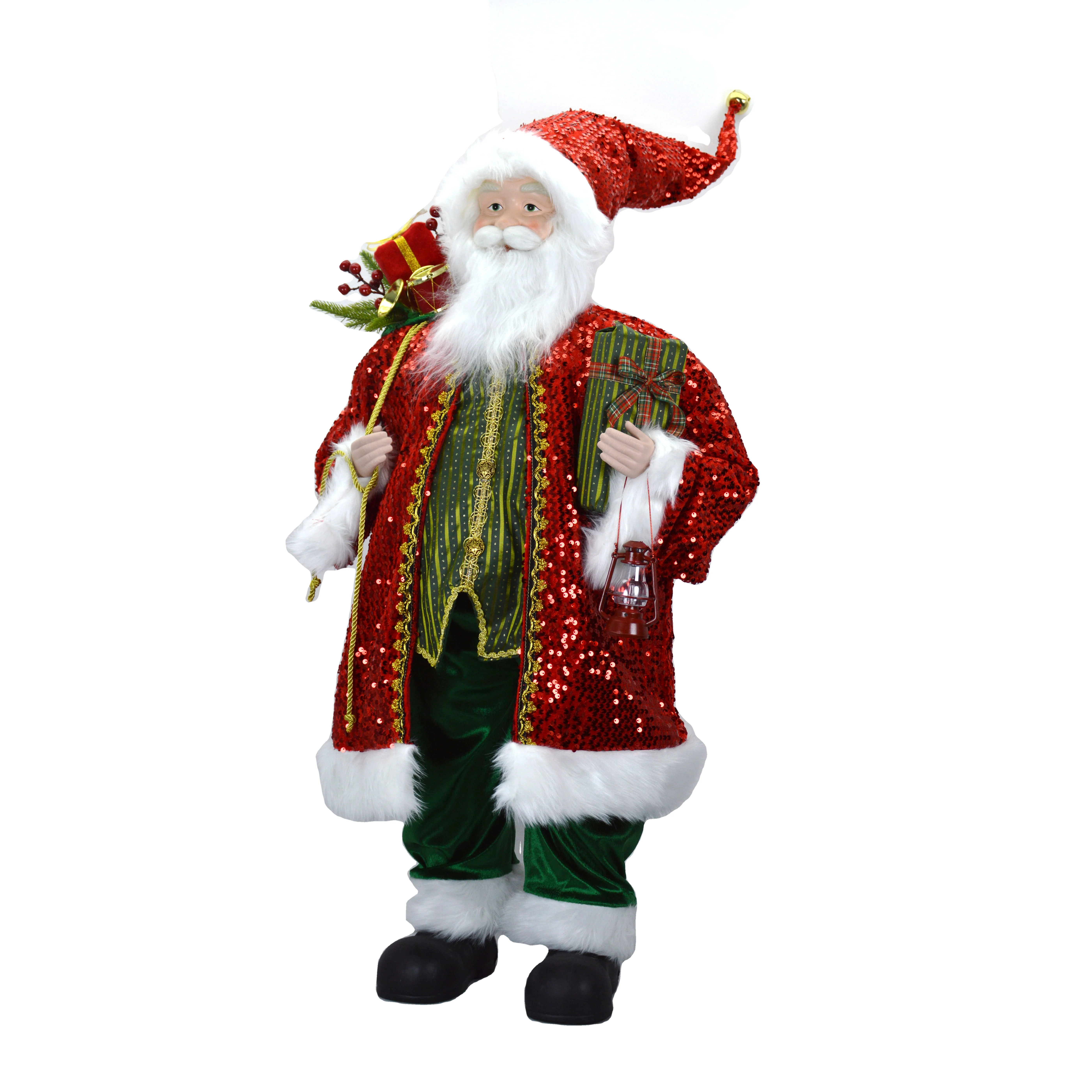 Luxury red sequins handmade eco-friendly Santa statue - living room holiday Christmas decoration gift