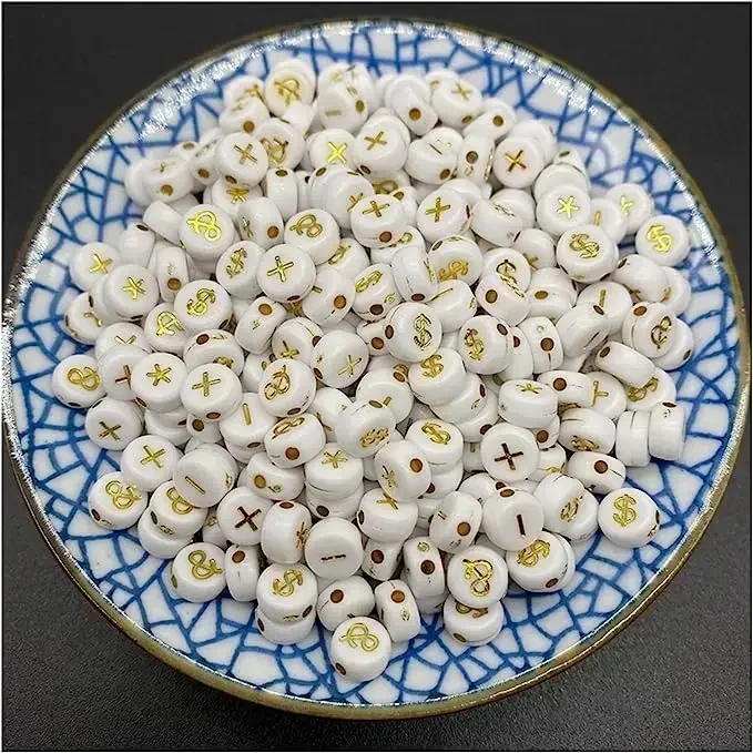 100-500PCS Acrylic Multicolor Symbols Beads Round Loose Spacer Beads For Jewelry Making DIY Necklace Bracelet Accessories