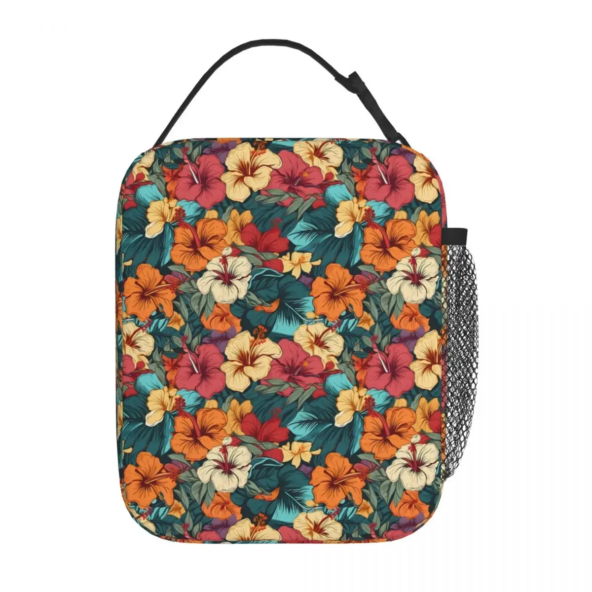 Lunch Bag Tropical Hibiscus Portable Lunch Box For Student Floral Outdoor Picnic Cooler Bag Oxford Tote Food Bags Xmas Gift