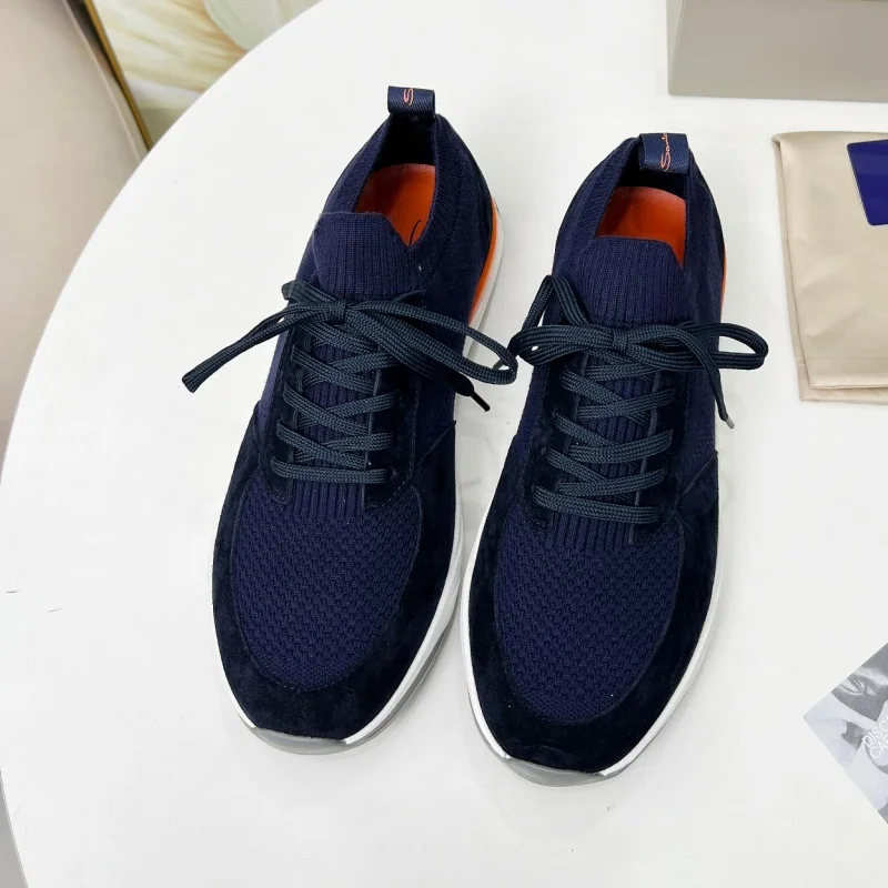 Men's spring and summer new cashmere blended knitted fabric comfortable casual sports shoes