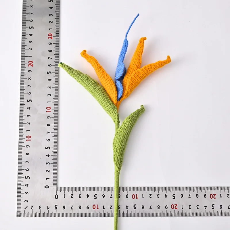 Gehäkelter Paradiesvogelblütenzweig, kreativer gestrickter künstlicher Blumenstrauß, handgefertigte gewebte Blumen, Raumdekoration – Detail 1