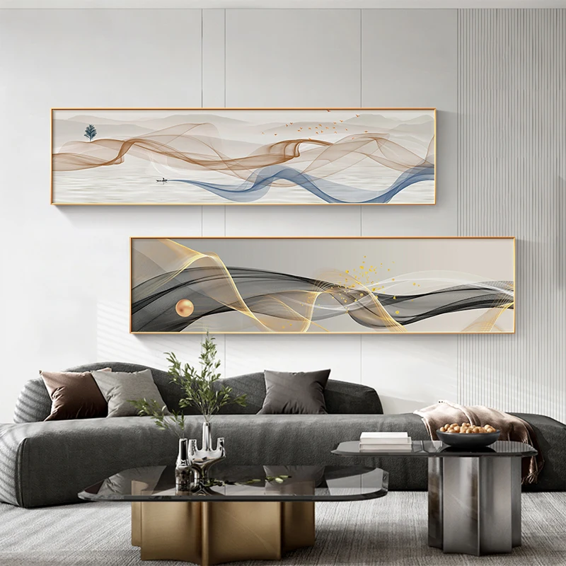 Luxury Abstract Ribbon Canvas Painting Nordic Line Wall Art Poster and Prints Modern Living Room Bedroom Home Decoration Picture