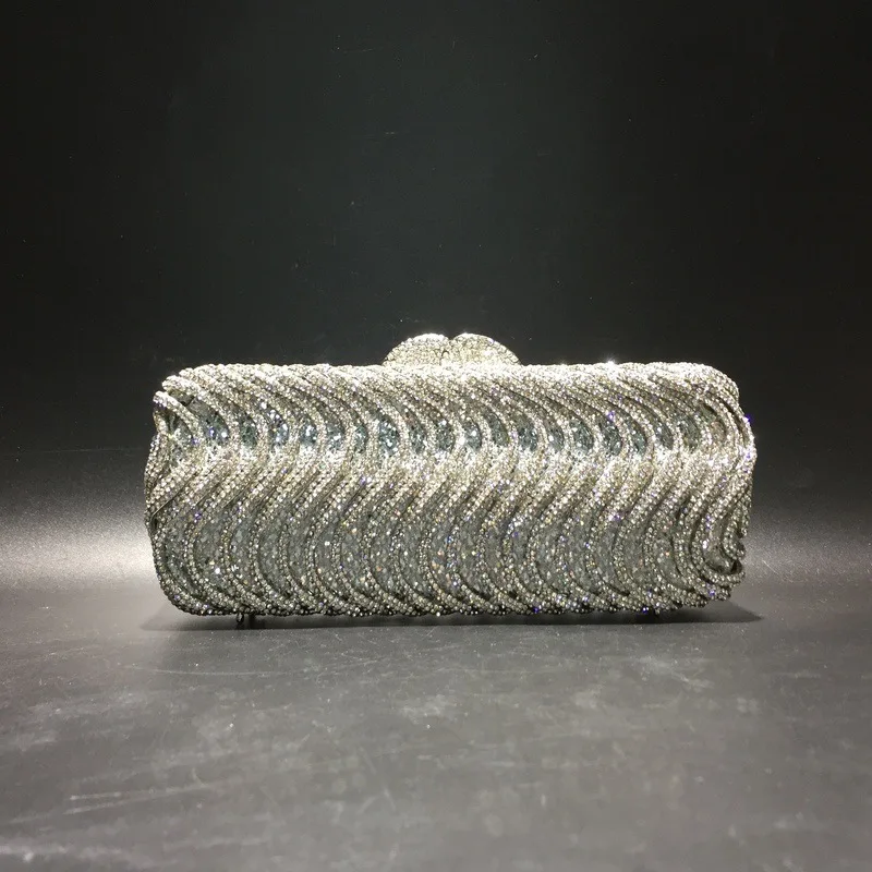 

S Pattern Rhinestone Empty Metal Crystal Dinner Bag Handmade Diamond Women's Bracelet Bag Designer Luxury Bags Woman Luxury Bags