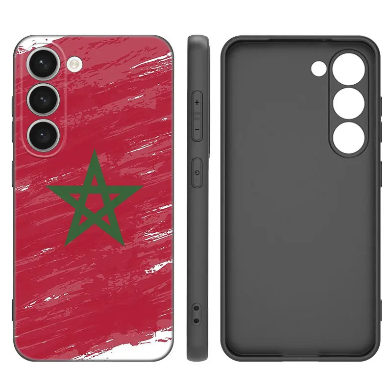 Morocco Flag Passport Phone Case For Samsung Galaxy S20 S21 S23 FE S22 Ultra S10E S10 Lite S8 S9 Plus S7 Edge Black Cover