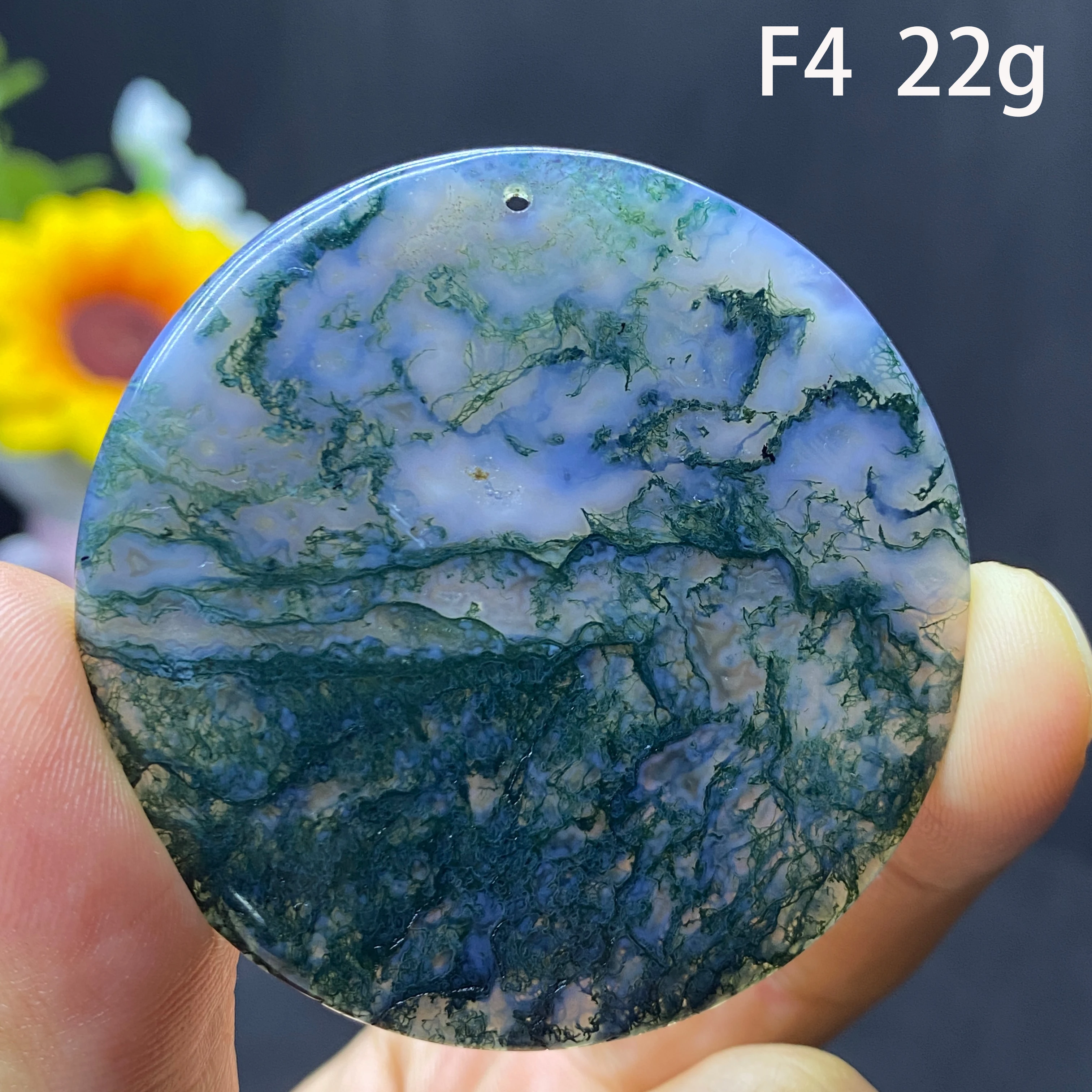 Natural Circular Shape Carnelian Crystal Pendant Moss Agate Jewelry Rock Decoration Rough Polished Quartz Stone Gift for Healing