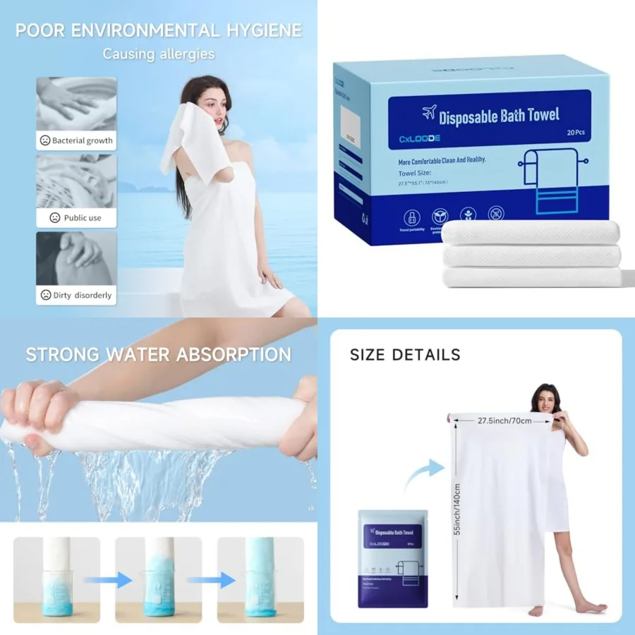 20 Pack Disposable Bath Towels for Travel, Large Disposable Towel Portable Thick Paper Towel Reusable Suitable for Hiking Campi