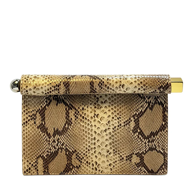 Luxury Rolled Edge Evening Bags for Women Handbag Snakeskin Print Shoulder Bag Fashion Serpentine Wedding Clutch Lady NEW Purses