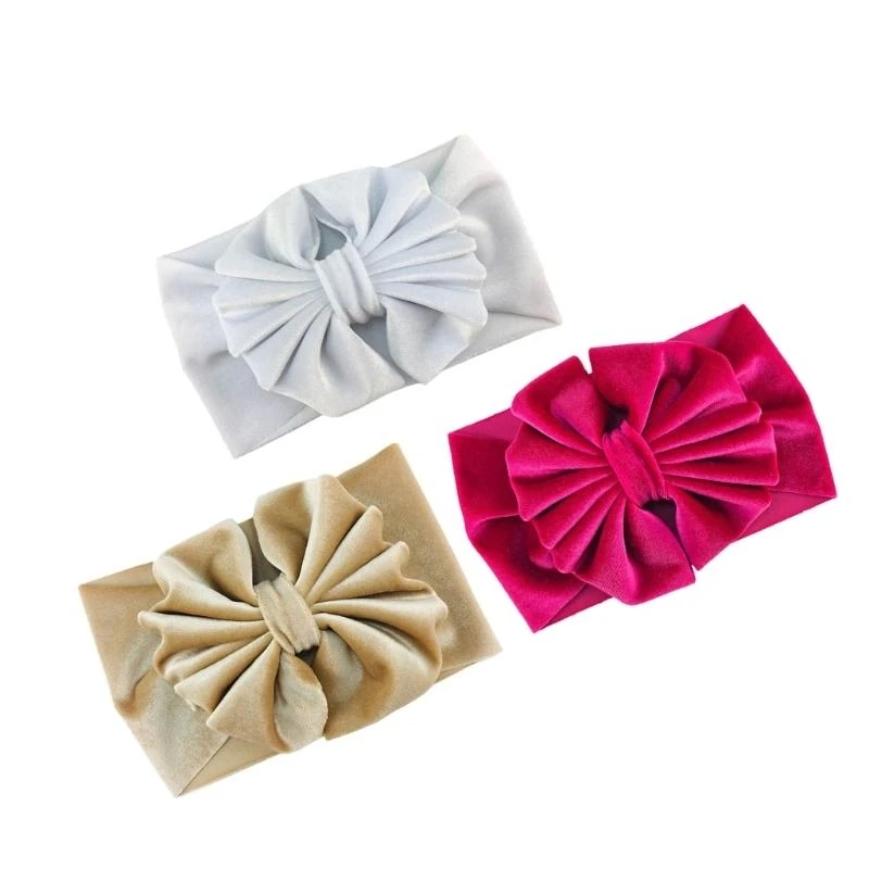 

J15U 3pcs/set Handmade Baby Girl Headbands Soft & Stretchy Baby Girl Headband Elegant Turban Knotted Hair Bands Head Wraps