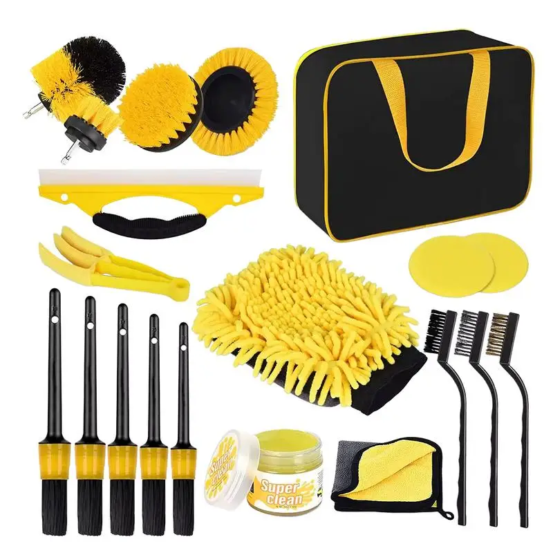 

Auto Cleaning Brush Set Multipurpose Auto Interior Drill Brush 22PCS Portable Soft Detailing Set Auto Cleaning Tools For Car