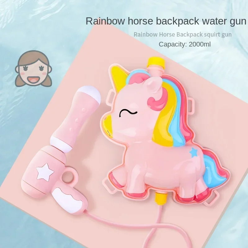Novas crianças verão armas de água grande capacidade ao ar livre piscina praia jogar brinquedos interativos dos desenhos animados animais mochila spray pistola água