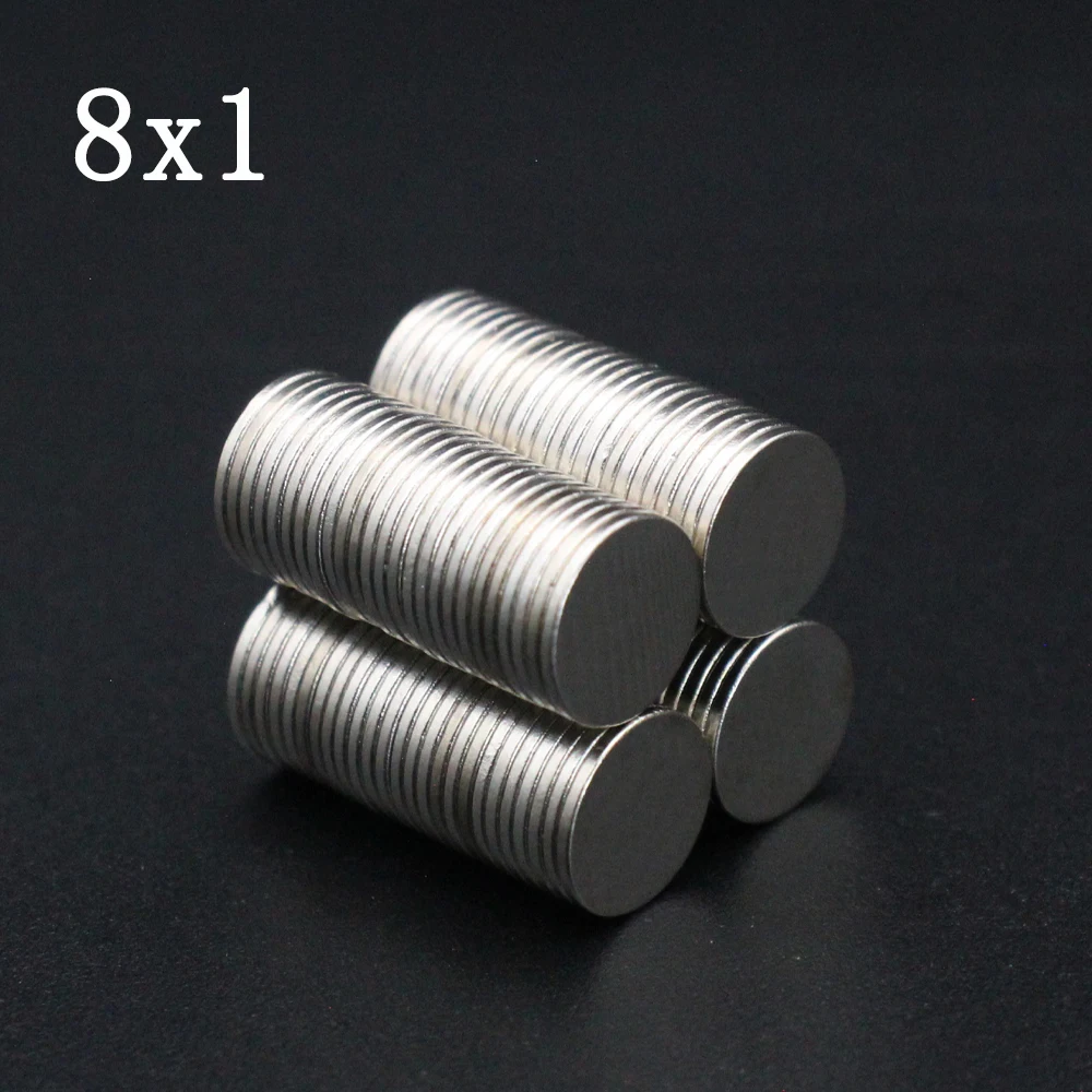 

20-500pcs Round Neodymium Magnet Small Permanent Powerful Strong Magnets 8x1mm N35 Magnetic for DIY Craft Office Kitchen Fixing