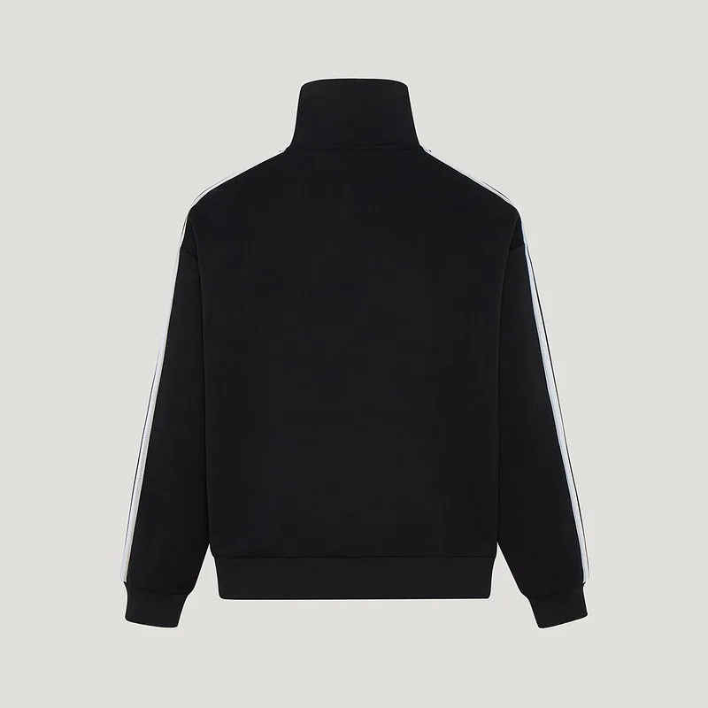 Adidas jacket women's autumn stand-up collar loose casual sports knitted black long-sleeved jacket KZ1551