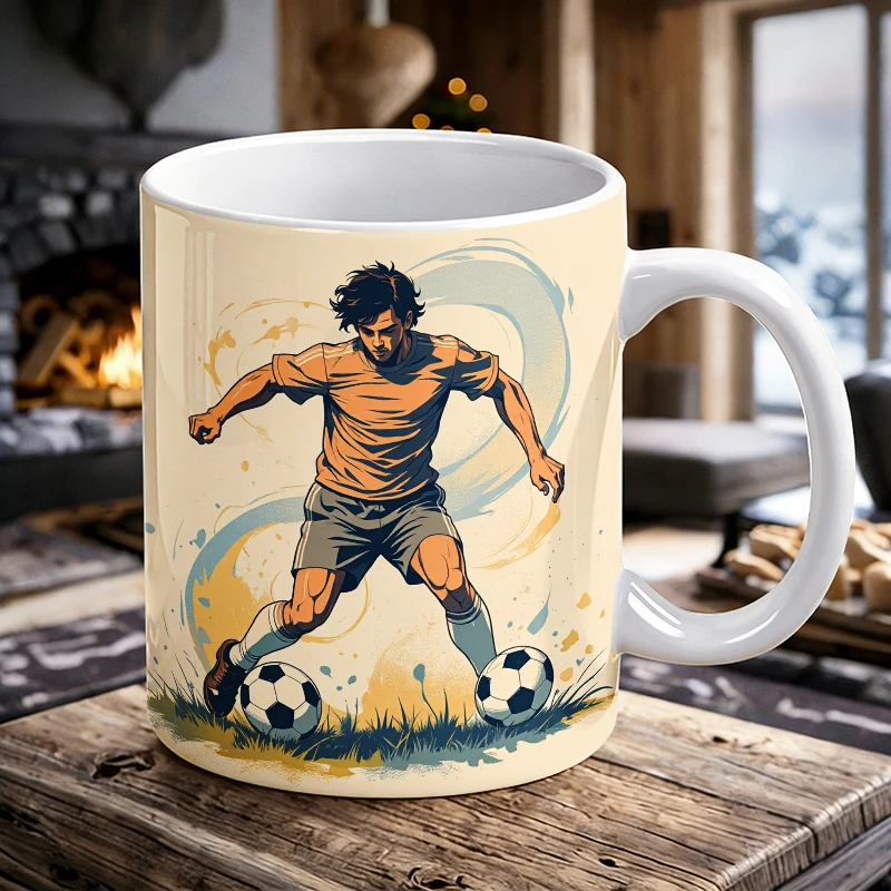 

Soccer Player in Action Mug Coffee Cup Ceramic Cup with a bottle opener function of 2026 Major Football Event