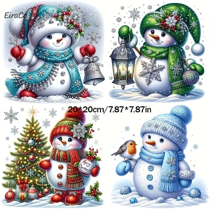 1Set 4-in-1 Christmas Snowman Vinyl Stickers, Decal for Car Laptop Water Bottle, Holiday Gift
